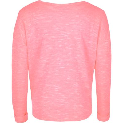 Girls fluro pink knotted front top